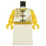 LEGO Dress, White with Gold Design, Frog Closures, Bare Arms