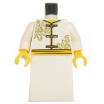 LEGO Dress, White with Gold Design, Frog Closures, White Arms