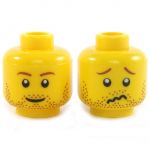 LEGO Head, Brown Eyebrows and Beard Stubble