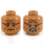LEGO Head, Dark Red Facepaint, Wrinkles, Frowning/Scared