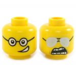 LEGO Head, Round Glasses and Crooked Smile/Sunglasses and Scared