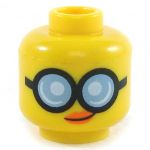 LEGO Head, Female, Huge Round Glasses/Goggles, Bright Lips, Crooked Smile