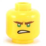 LEGO Head, Brown Eyebrows and Green Eyes, Gritted Teeth