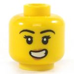 LEGO Head, Female, Round Eyebrows, Eyelashes, Crooked Smile with Teeth