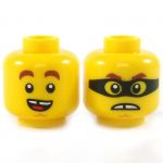 LEGO Head, Reddish Brown Eyebrows, Cleft Chin, Missing Tooth, Smiling/Frowning with Mask