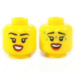 LEGO Head, Female with Brown Eyebrows and Peach Lips, Dual Sided: Smiling / Scared [CLONE] [CLONE]