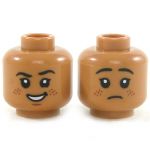 LEGO Head, Female, Black Eyebrows, Freckles, Smiling/Frowning