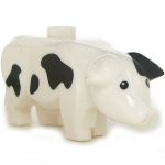LEGO Boar (or Pig), White with Black Spots