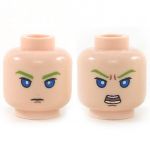 LEGO Head, Green Eyebrows!, Blue Eyes, Frown/Angry