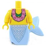 LEGO Merfolk, Female (Mermaid), Yellow Skin with Flowery Necklace, Light Blue Tail