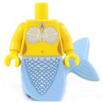 LEGO Merfolk, Female (Mermaid), Yellow Skin with Shell Necklace, Light Blue Tail