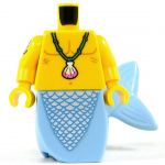 LEGO Merfolk, Male, Yellow Skin with Shell Necklace, Light Blue Tail