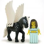 LEGO Pegasus, Black with White Spots, White Mane and Tail