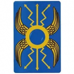 LEGO Shield, Curved Rectangular (Scutum) with Gold Wings, Blue