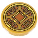 LEGO Shield, Small, Round and Flat with Gold Pattern