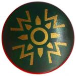 LEGO Shield, Round Convex, Dark Green with Gold Design