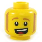 LEGO Head, Brown Sideburns and Open-Mouthed Smile
