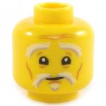 LEGO Head, White Moustache, Soul Patch and Raised Eyebrows
