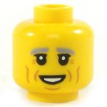 LEGO Head, Gray Eyebrows, Cheek Lines, Large Smile