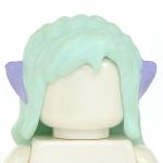 LEGO Hair, Female, Long and Wavy, Aqua with Lavender Ears