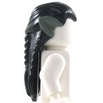 LEGO Hair, Long and Straight with Braid in Back, Black with Dark Bluish Gray Ears