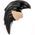 LEGO Hair, Long and Straight, Black with with Prominent Ears, Light Flesh