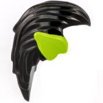 LEGO Hair, Long and Straight, Black with with Prominent Ears, Lime