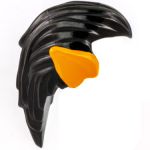 LEGO Hair, Long and Straight, Black with with Prominent Ears, Orange