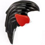 LEGO Hair, Long and Straight, Black with with Prominent Ears, Red