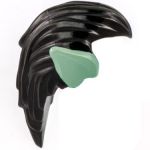 LEGO Hair, Long and Straight, Black with with Prominent Ears, Sand Green
