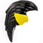 LEGO Hair, Long and Straight, Black with with Prominent Ears, Yellow