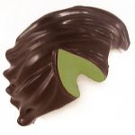 LEGO Hair, Swept Back, Dark Brown with Pointed Ears, Olive Green