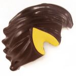 LEGO Hair, Swept Back, Dark Brown with Pointed Ears, Yellow