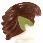 LEGO Hair, Swept Back, Reddish Brown with Pointed Ears, Olive Green