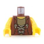 LEGO Torso, Brown Tied Vest, Bare Arms [CRACKED]