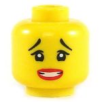 LEGO Head, Female, Black Eyebrows, Red Lips and Small Smile