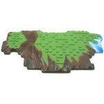 LEGO Terrain Plate, Mega Bloks, Large 16x32 Uneven Front, Green and Brown with Water on the Right