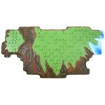 LEGO Terrain Plate, Mega Bloks, Large 16x32 Uneven Front, Green and Brown with Water on the Right