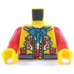 LEGO Torso, Yellow Jacket with Red Arms and Turquoise Hood, Monkey Head,