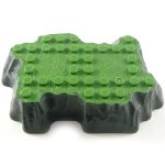 LEGO Terrain Plate, Mega Bloks, Medium 10x6 Raised Plateau, Green with Dark Gray Sides