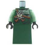 LEGO Robe or Dress, Dark Green with Dragon Head and Ropes, Sand Green Arms