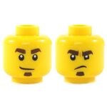 LEGO Head, Thick Brown Eyebrows and Soul Patch, Smiling/Frowning