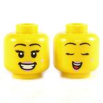 LEGO Head, Female, Pink Lips, Smiling/Laughing or Singing