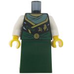 LEGO Green Dress with Gold Accents, Torn Back Shoulder with Tattoo