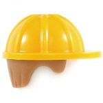 LEGO Helmet, Bright Light Orange with Brown Hair