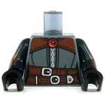 LEGO Torso, Female, Dark Bluish Gray Top with Black Arms, Double Belt