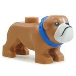 LEGO Dog, English Bulldog, Light Brown with Blue Collar