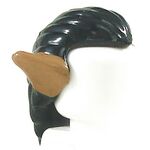 LEGO Hair, Long and Straight, Black with with Prominent Ears, Medium Tan Flesh