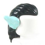 LEGO Hair, Long and Straight, Black with with Prominent Ears, Light Aqua