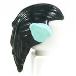 LEGO Hair, Long and Straight, Black with with Prominent Ears, Light Aqua